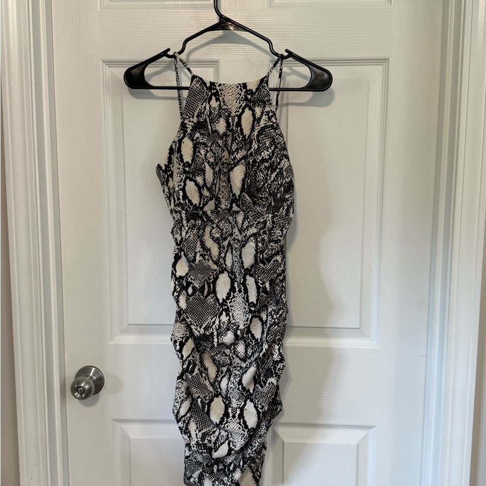 Jump Black and White Sleeveless Halter Dress